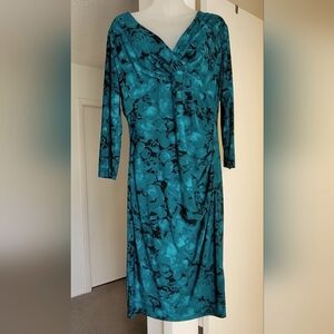 Evan Picone Elegant Teal Floral Dress